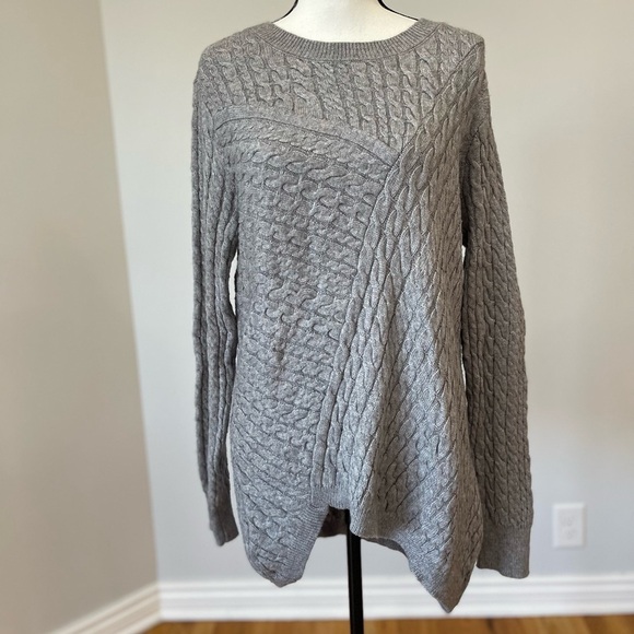 Evolution by Cyrus gray cable knit sweater cozy winter casual business size M - Picture 4 of 10